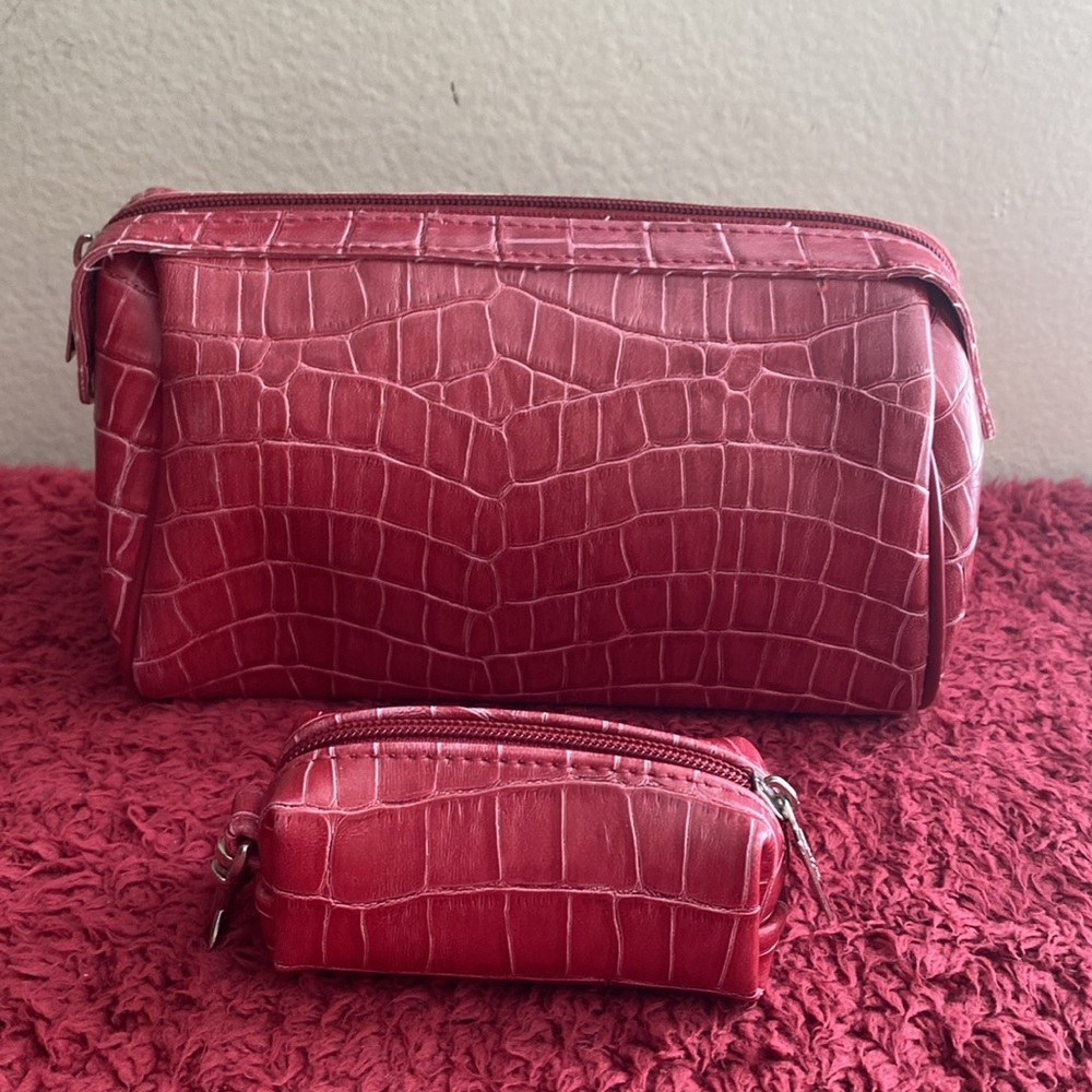 NWOT “Lancôme Red Croc Makeup Bags Set”